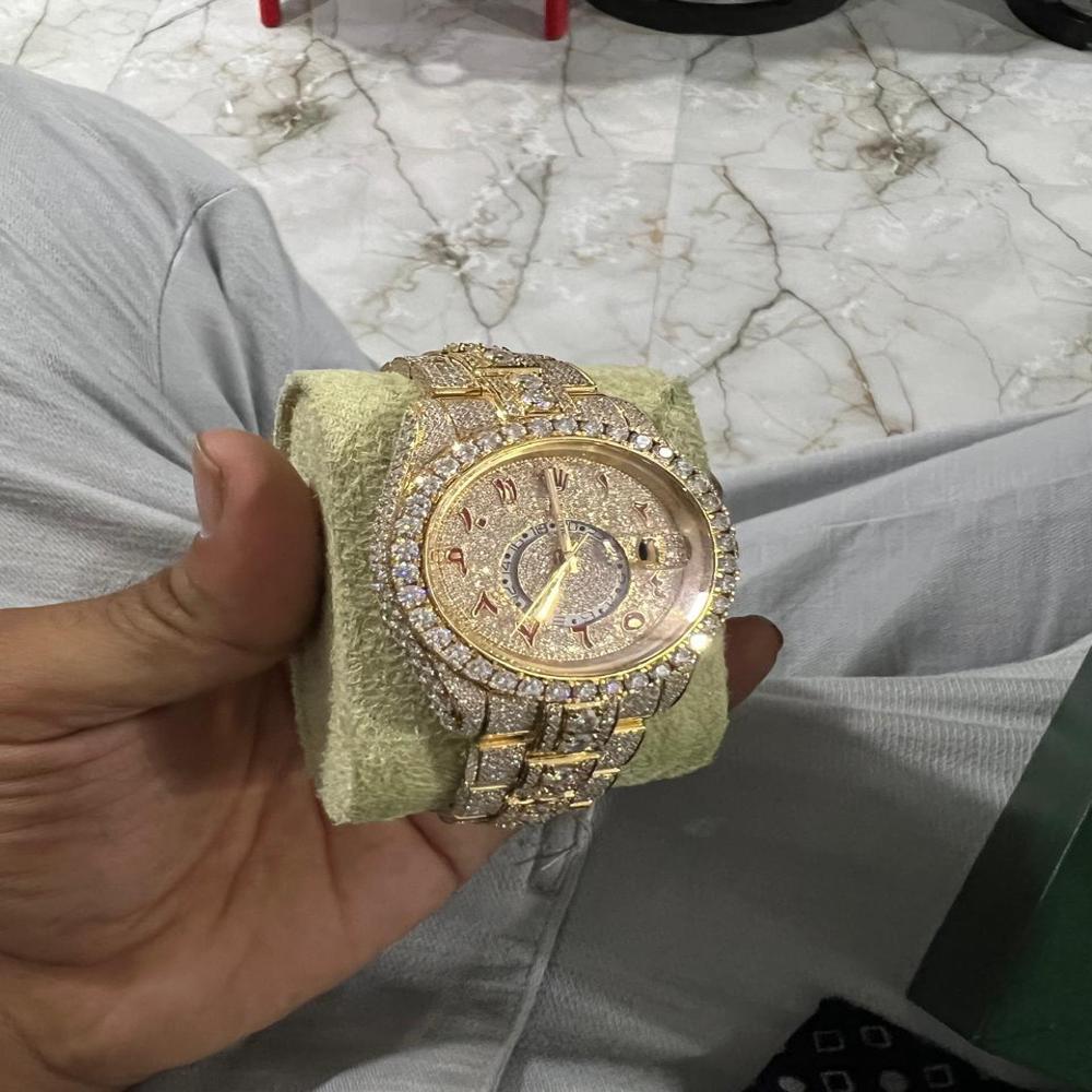 Iced Out Moissanite Studded Watch, Real Moissanite Diamond Watches, Big Diamond Watches