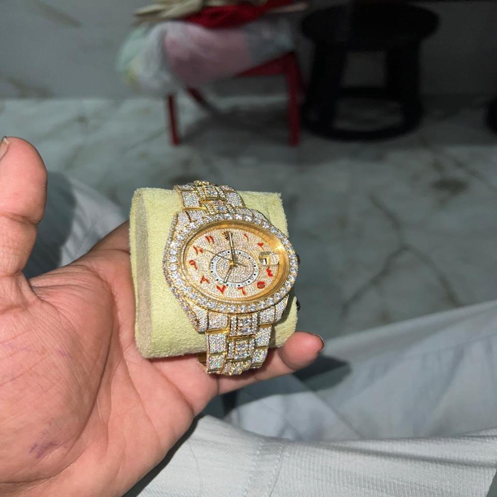 Iced Out Moissanite Studded Watch, Real Moissanite Diamond Watches, Big Diamond Watches