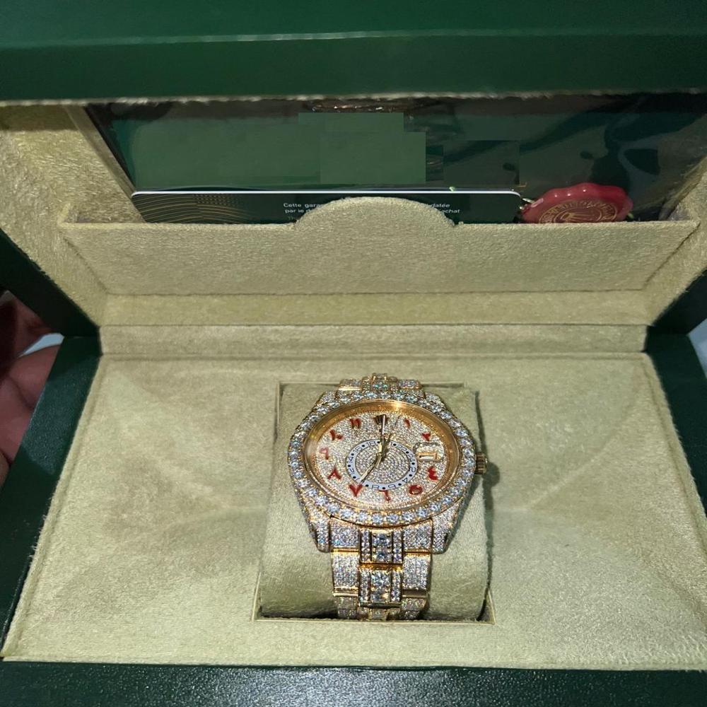 Iced Out Moissanite Studded Watch, Real Moissanite Diamond Watches, Big Diamond Watches