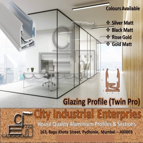 12Mm Glass Silver Twin Pro Glazing Profile - Color: Multiple