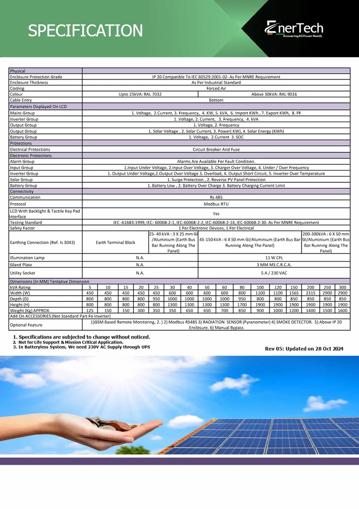 Mppt 3 Phase 15kva 240v Solar Hybrid Inverter - Application: Commercial
