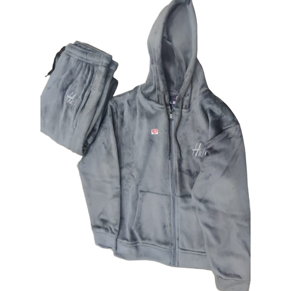 Ladies Silver Corduroy Tracksuit - Color: Gray
