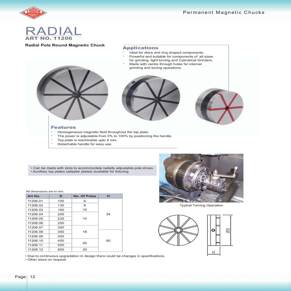 Radial Pole Round Permanent Magnetic Chuck