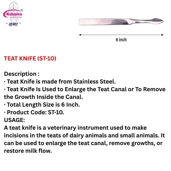 Teat Knife - Application: Animal Treatment