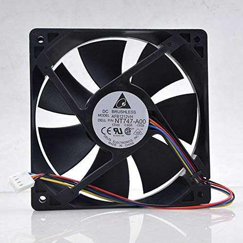 Delta 12Cm 12V 0.60A Afb1212Vh 12025 Chassis 4Pin Motherboard Speed Regulation Fan - Color: Black