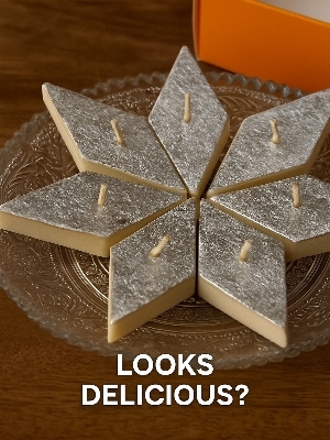 Scented Barfi Candle - Color: Silver