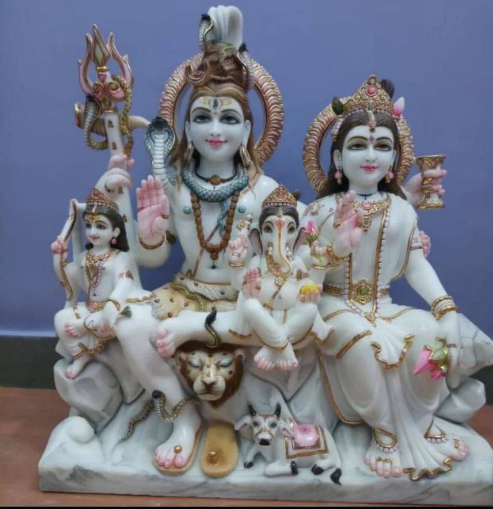 Polished Marble Lord Shiv Parivar Statue