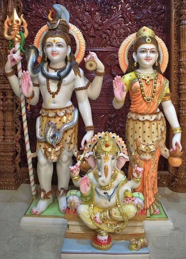 Polished Marble Lord Shiv Parivar Statue