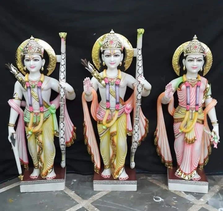 Polished Marble Ram Laxman Sita Statues