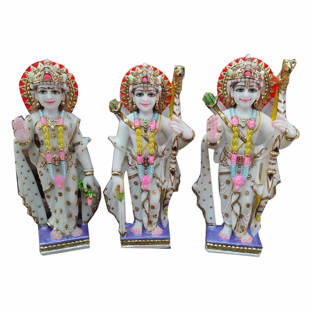 Polished Marble Ram Laxman Sita Statues