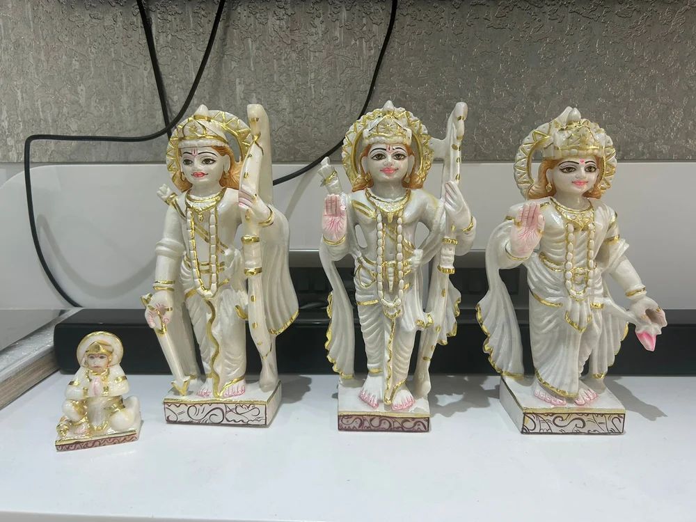 Polished Marble Ram Laxman Sita Statues