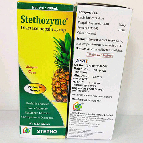 Stethozyme Diastase Pepsin Syrup