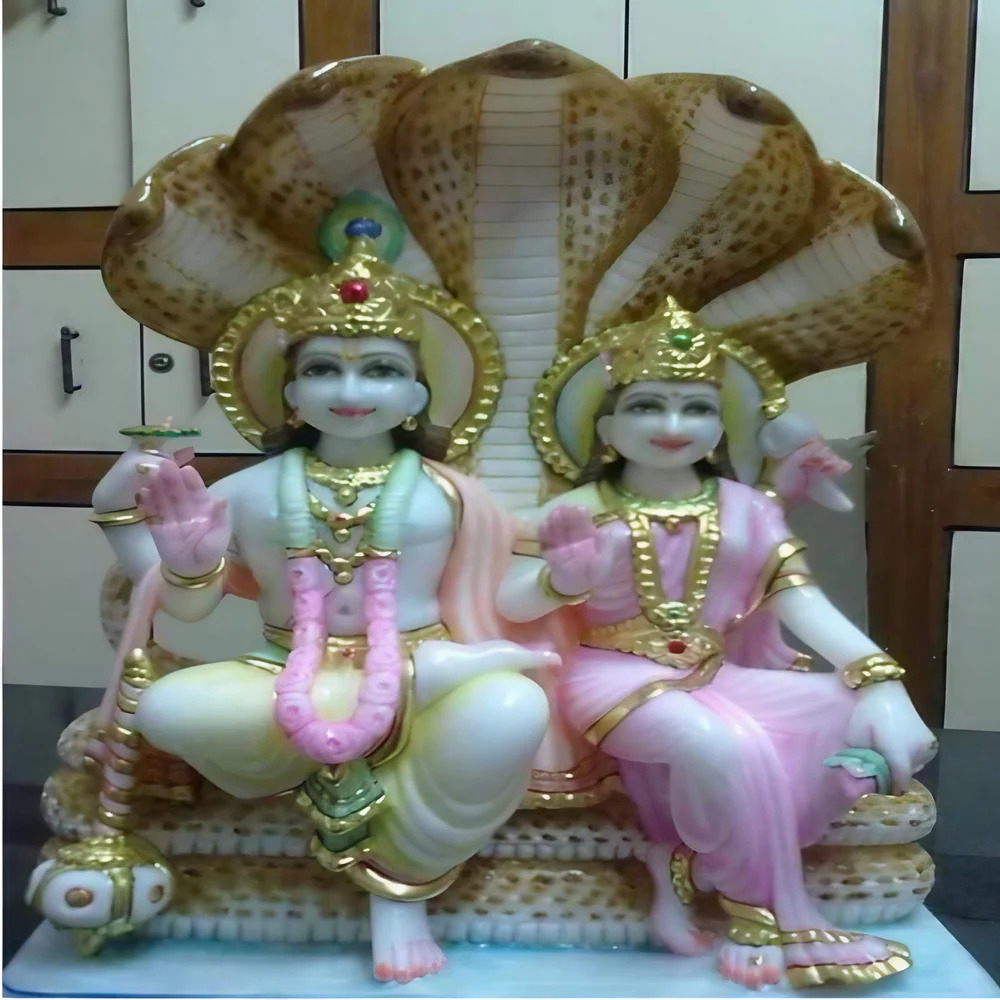 White Marble Laxmi Narayan Statue