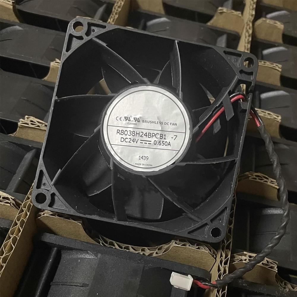 PELKO MOTORS R8038H24BPCB1-7 80x80x38mm 8cm DC24V 0.650A 2-Wire Double Ball Bearing Cooling Fan