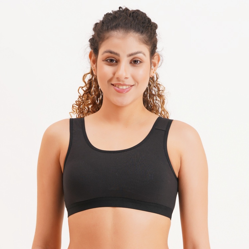 Black Color Sports Bra - Design: Plain