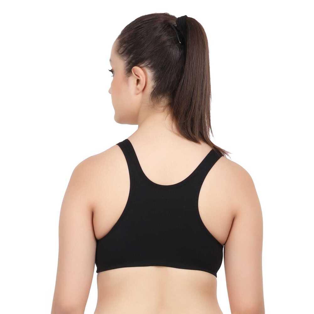 Black Color Zia Sports Bra - Design: Plain