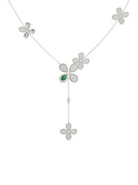 Lab-Grown Diamonds & Pear-Shaped Emerald Floral Y Necklace, 18K White Gold