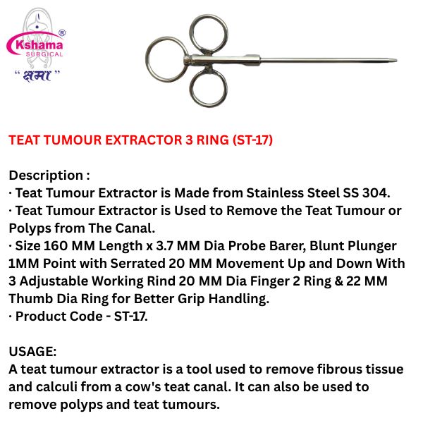 Teat Tumor Extractor 3 Ring for Veterinary I Stainless Steel | with 3 Ring (1Pcs)