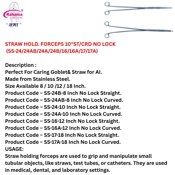 Straw Holding Forceps I Stainless Steel Good Grip I 18 Inch Length (Pack Of 1)