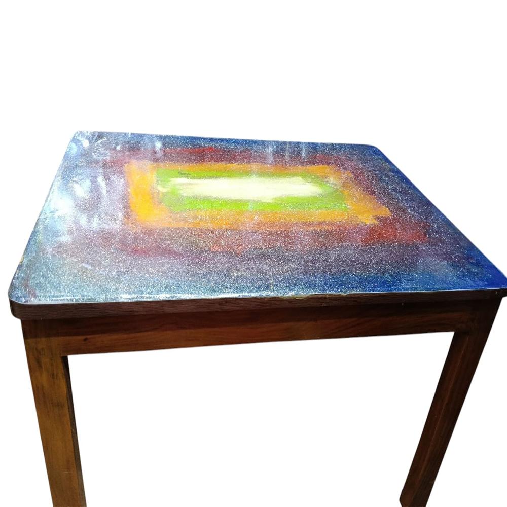24x18 Inch Wooden Epoxy Tea Table - Design: Antique