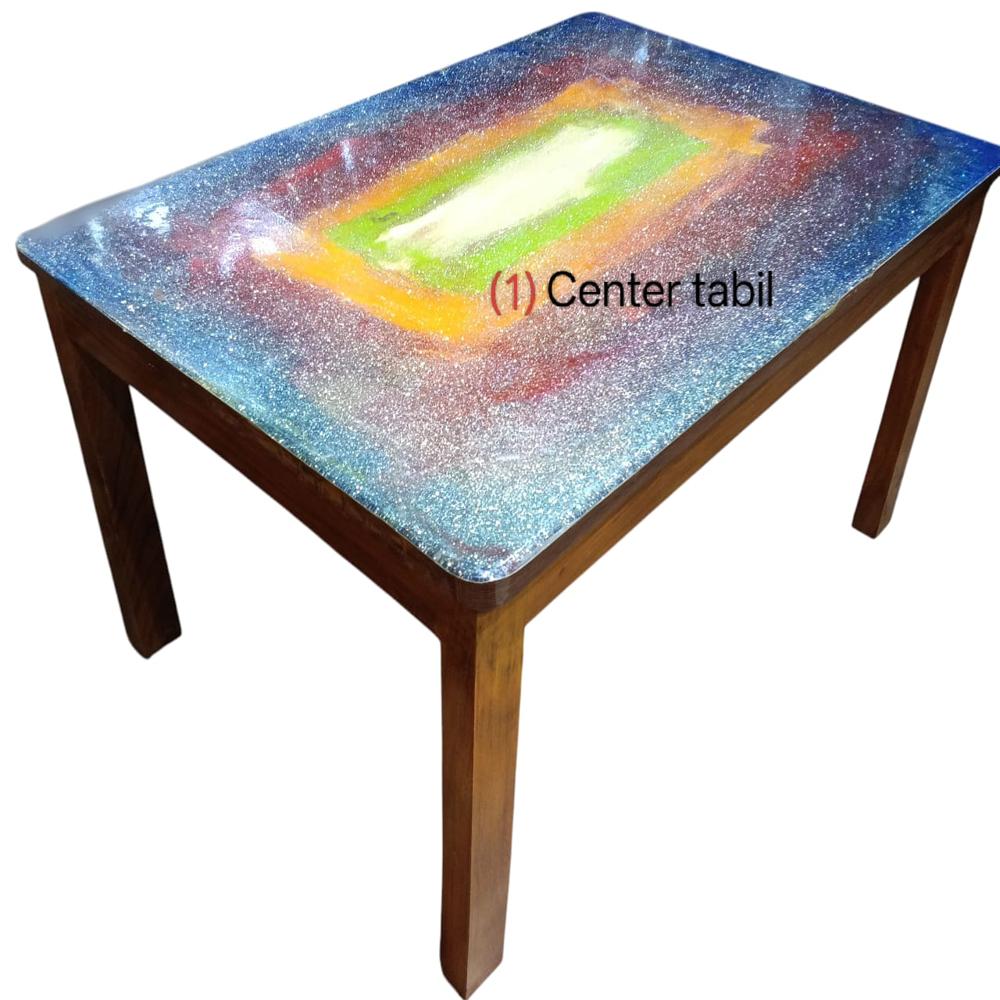 24x18 Inch Wooden Epoxy Tea Table - Design: Antique