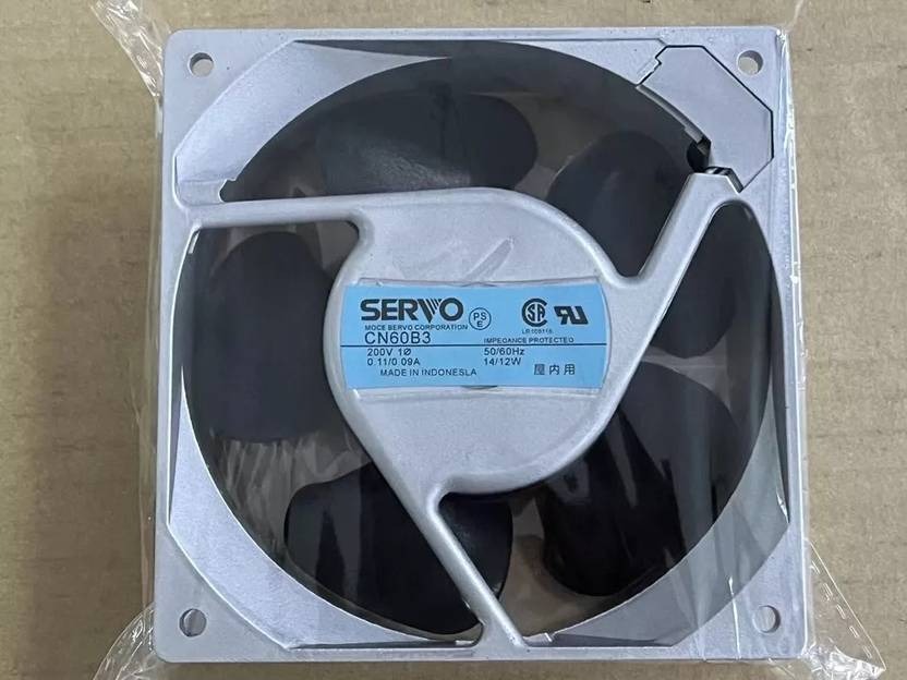 SERVO CN60B3 Axial Fan 200V-0.11/0.09A 14/12W DC Air Cooling Fan 12038mm 2Pin Fan with Heat Sinks All in one Cooler  (Silver, Metal)