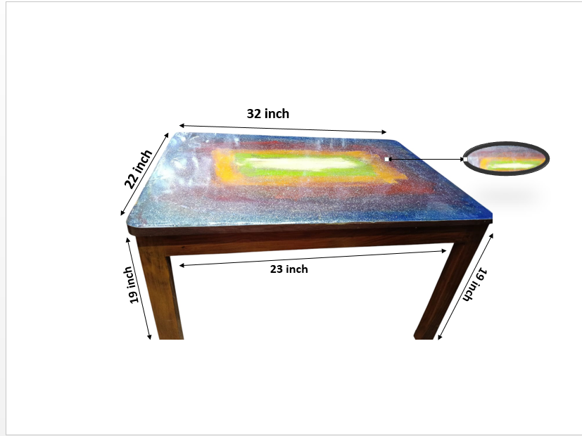 24x18 Inch Wooden Epoxy Tea Table - Design: Antique
