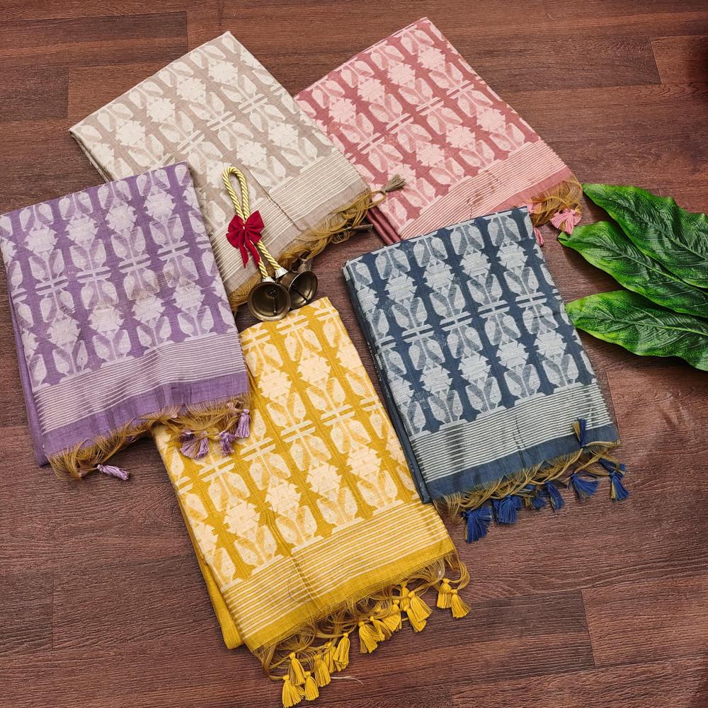 Indian Designer Traditional Saree - Color: Yellow-Maroon-Blue-Gray-Lavender