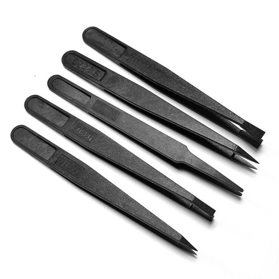 Conductive Pp Handle Esd Anti Static Plastic Tweezers - Color: Black
