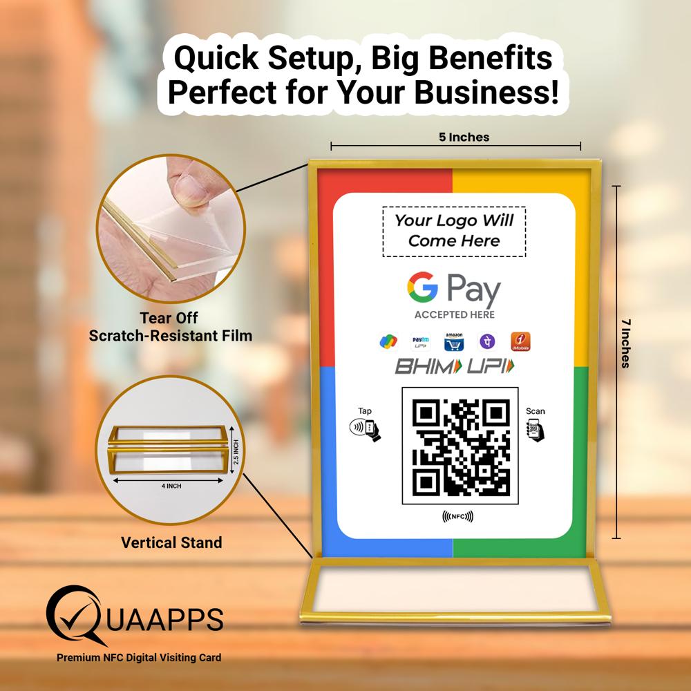 Quaapps 7x5 Inch UPI And Paytm QR Code Scanner Standee