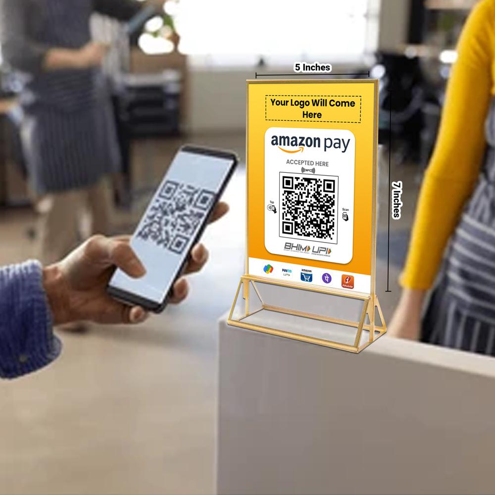 Quaapps 7x5 Inch UPI And Paytm QR Code Scanner Standee