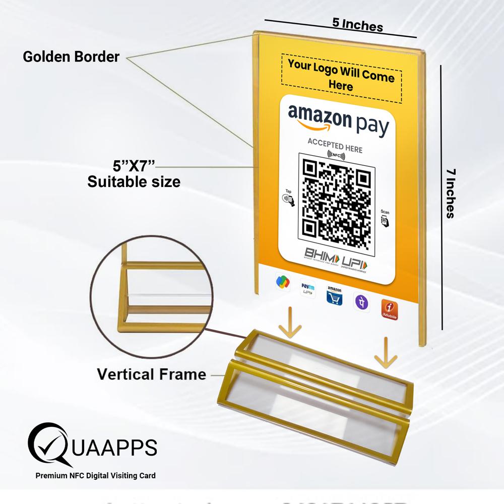 Quaapps 7x5 Inch UPI And Paytm QR Code Scanner Standee
