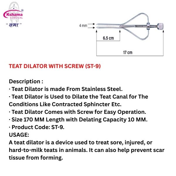 Teat Dilator with Screw I Veterinary Surgical Instrument (1 Pcs)