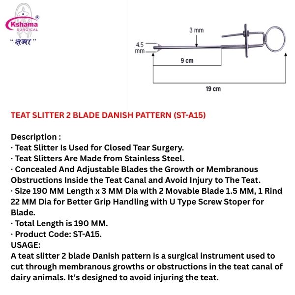 Teat Slitter Two Blade Danish Pattern I Veterinary Surgical Instrument (1 Pcs)