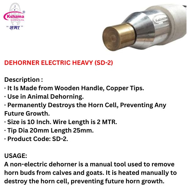 Dehorner Electric Heavy Veterinary Tools Destroys the Horn Cell I Pack of 1 Pcs I SS Road Brass Tip Wooden Handle.