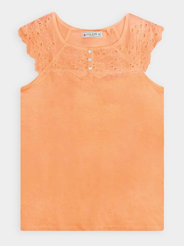 Ladies Orange Crochet Tops