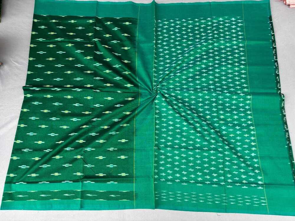 Power Loom 100% Cotton Sarees - Color: Green
