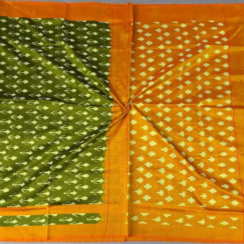 Power Loom Cotton Sarees - Color: Green