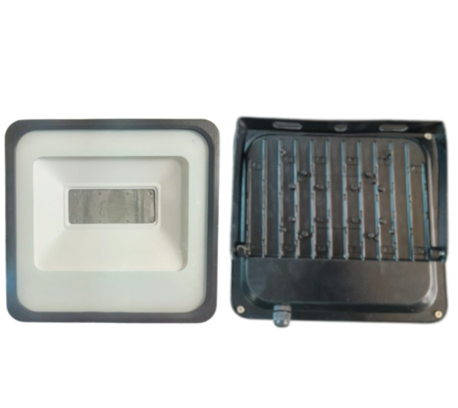 50W Glass Model Flood Light Housing With Frame, Handle, Gaskit, Glass (Black/White), Reflector and Hardware Complete Set