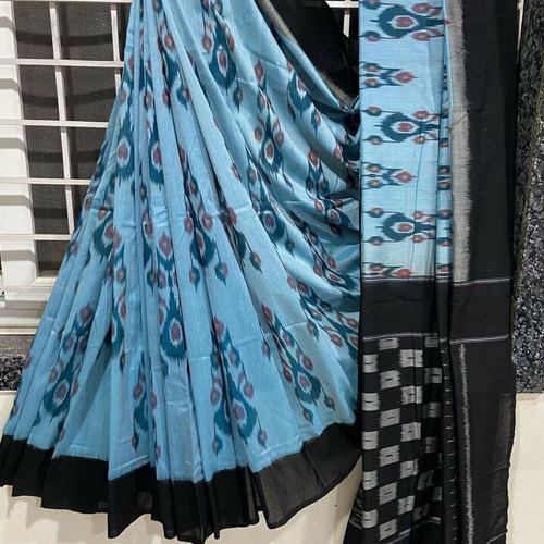 Double Ikat Cotton Sarees - Color: Green