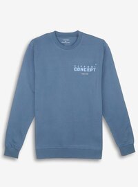 Men  Pullover   Fleece  Blue  Sweatshirt