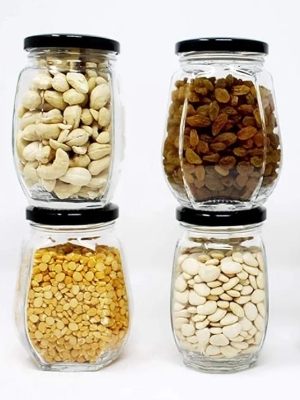 500 Ml Octagonal Glass Jar - Color: Transparent