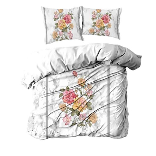 Double Bed Sheet 4 Pcs Set - Color: Multi-color