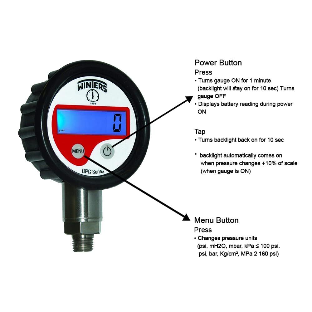 Winters Digital Pressure Gauge MODEL  DPG222R11 RANGE  0 To 250 bar