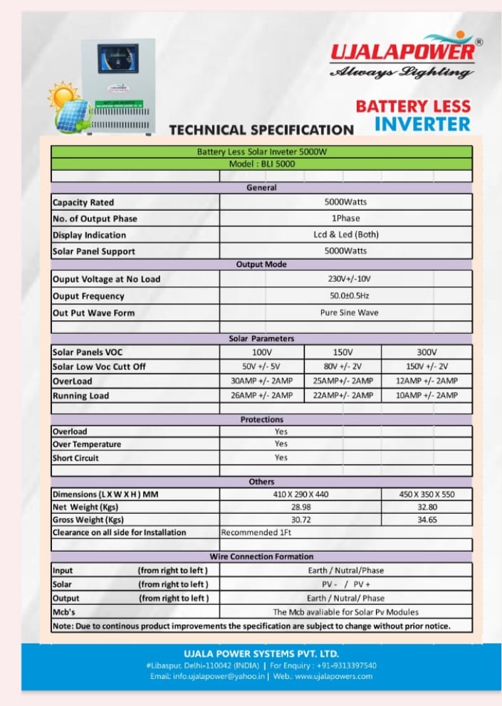 Batteryless Solar Inverter 5kw - Application: Industrial