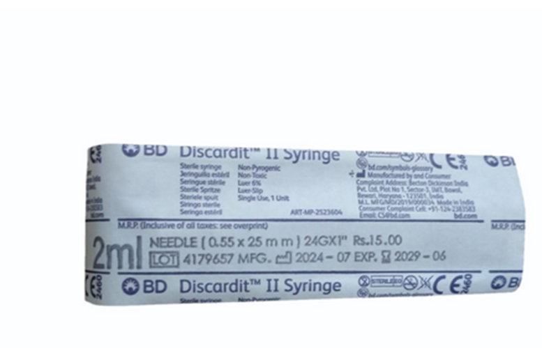 Bd 2ml Discardit Syringe - Grade: Medical
