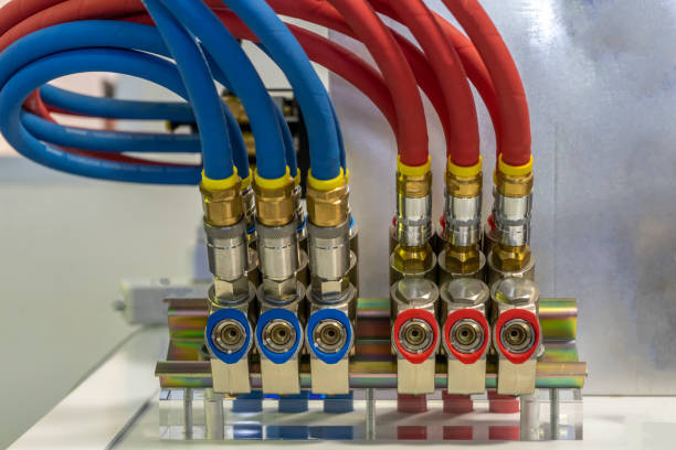 Hydraulic Hose System - Color: Red And Blue