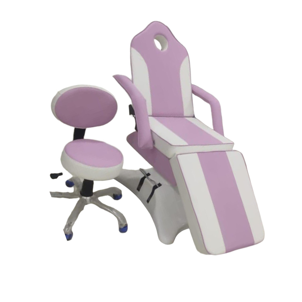 Hydraulic Compact Derma Chair - Color: White And Purple