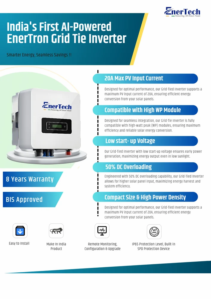 EnerTech 3.3kW Solar On Grid/Grid Tied Inverter 1 Phase