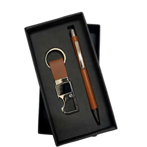Re-Gs-004 Premium Keychain Pen Combo Kit - Color: Brown
